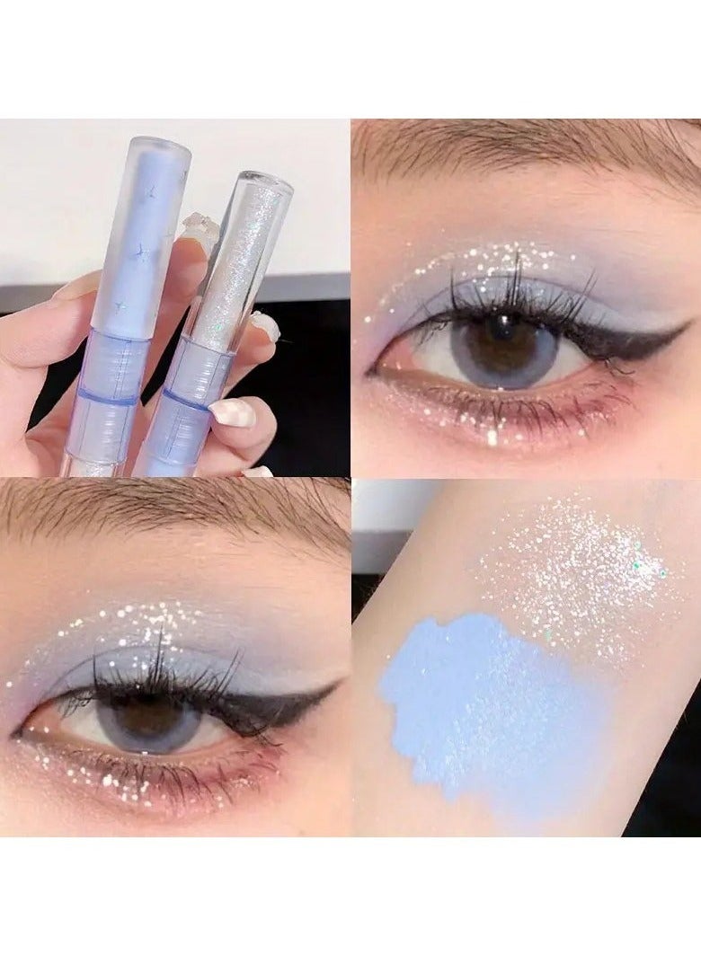 Double-headed Liquid Eyeshadow Eyeliner Pen, Matte Sequins Pearly Glitter Eye Makeup, Eyelid Under Crease Brightening Liquid Teardrop Makeup For Music Festival #03