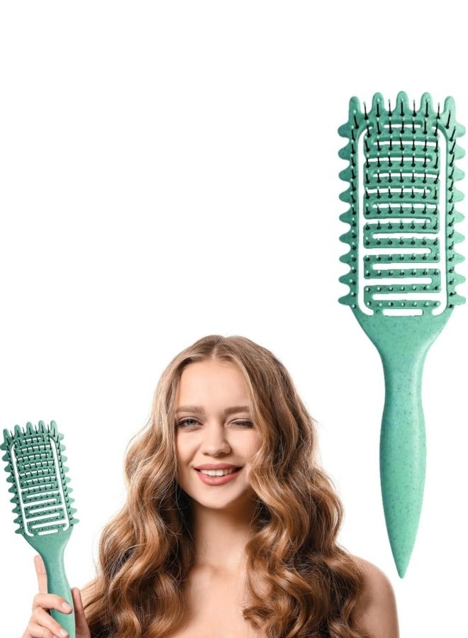 2024 Newest Vented Curly Hair Brush, Bounce Curl Define Styling Brush, Wet Dry Detangler Hair Brush, The Essential Tool For Shaping and Styling Your Curls, Achieve Perfectly Defined Curls (Green)