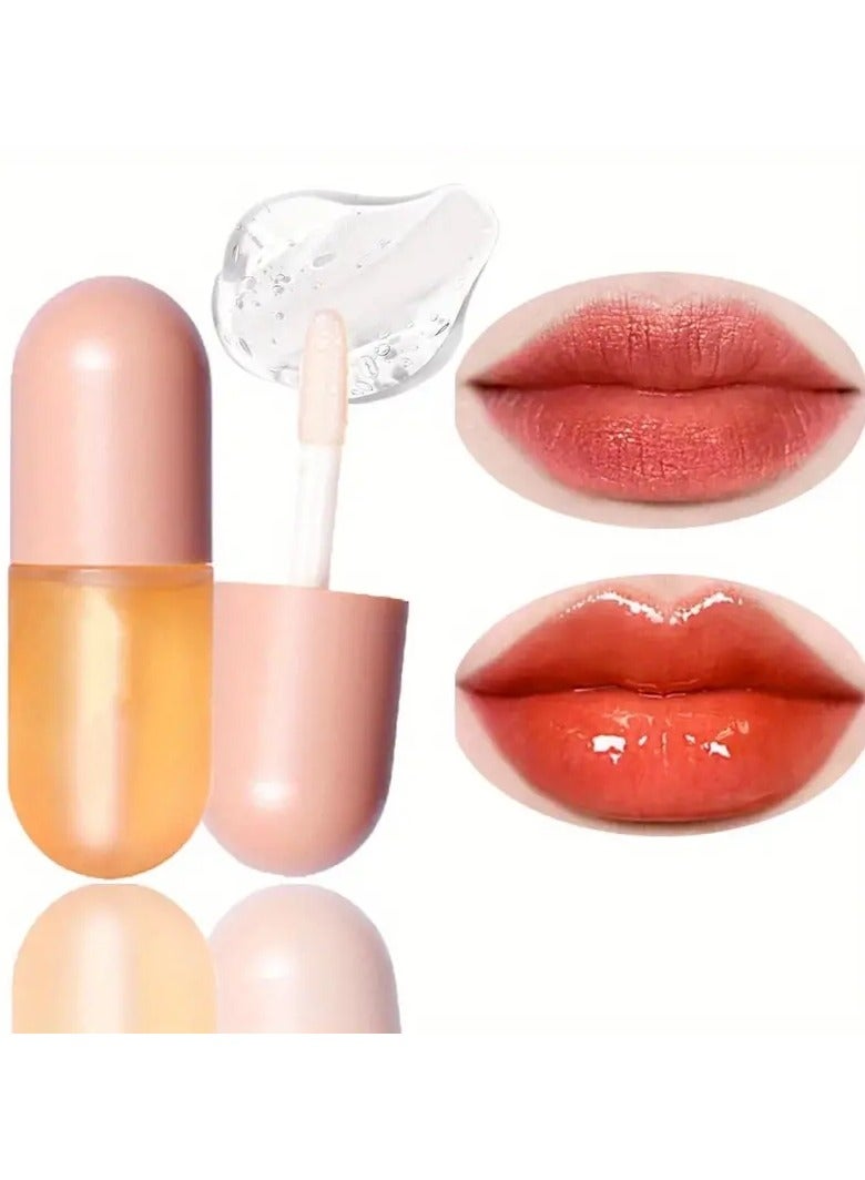Honey Lip Plumper Lip Maximizer Fuller Contain Ginger Essence And Vitamin E Moisturizing Cosmetics Lip Plumper Gloss, Dewy Lip Gloss Ginger