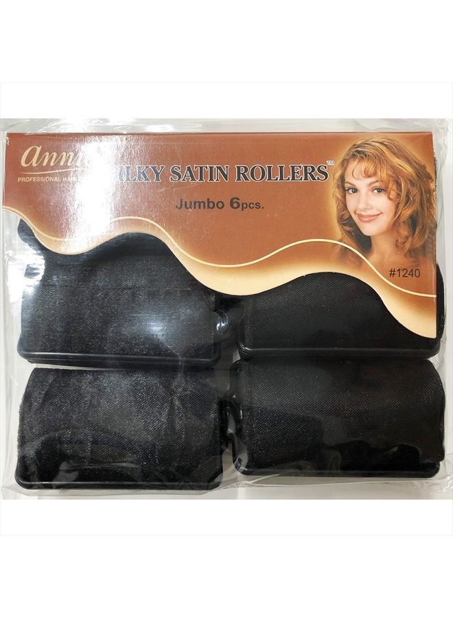 Silky Satin Foam Rollers #1240, 6 Count Black Jumbo 1-1/2 Inch (2 Pack)