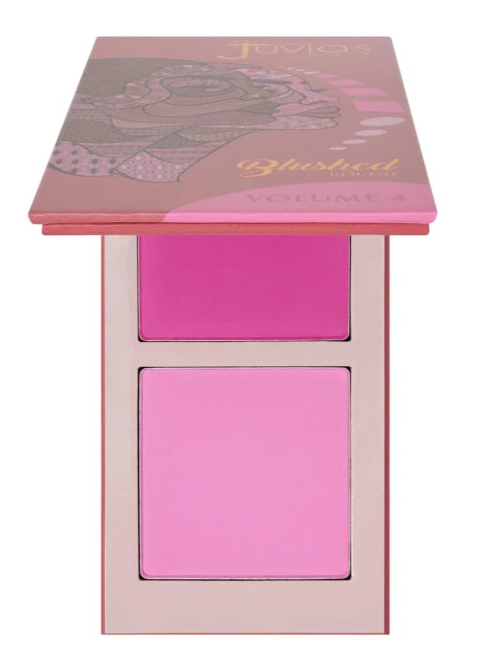 Juvia's Place Blushed Duo Blush Volume4 - Two Tone Pigmented Buildable Pressed Mineral Powder - Rosy Natural Cheeks Matte Fresh Finish for All Skin Color