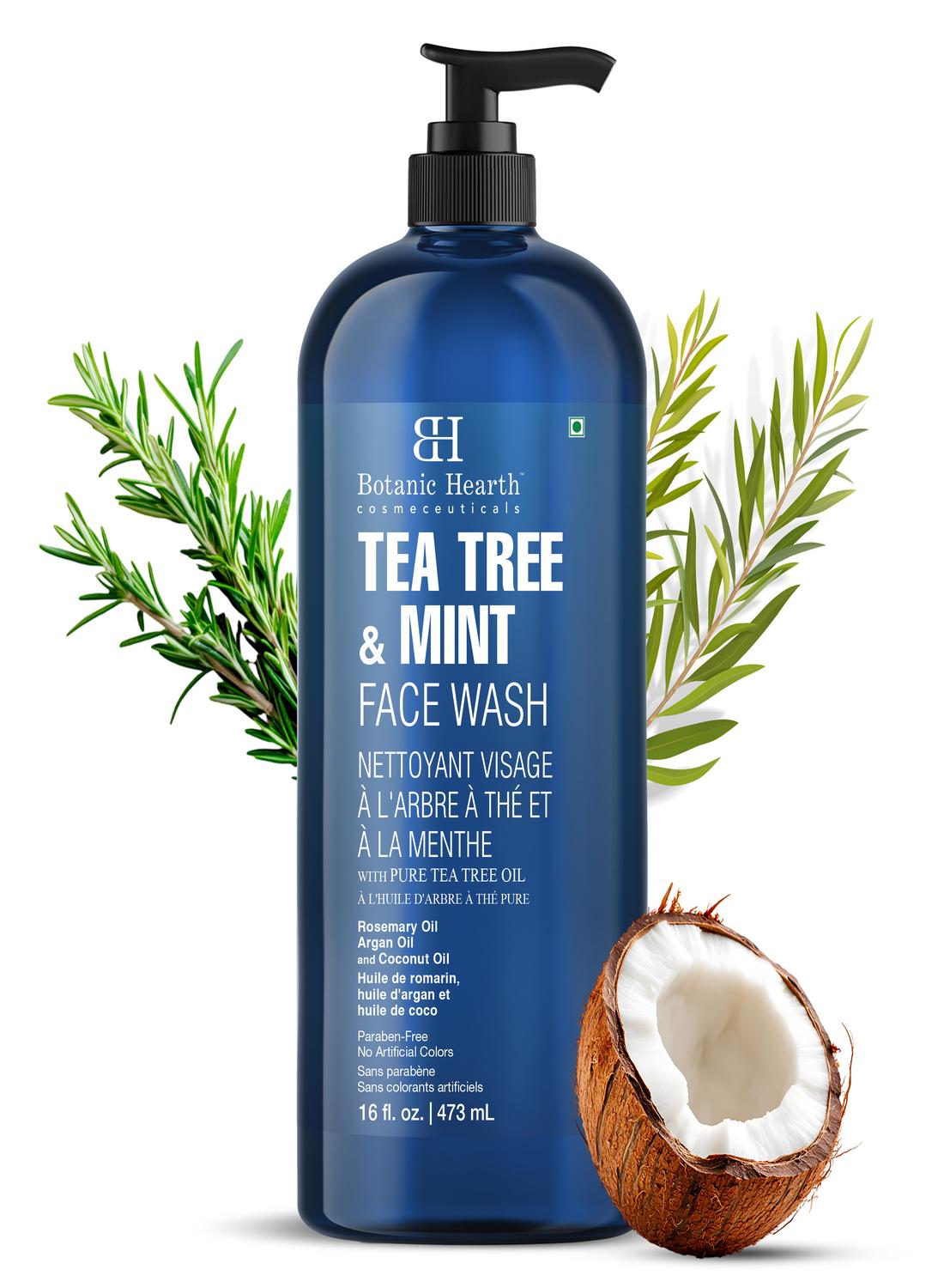 Tea Tree Face Wash with Mint - Hydrating Liquid Face Soap with Pure Tea Tree Oil - for Women and Men- 16 fl oz - image 3