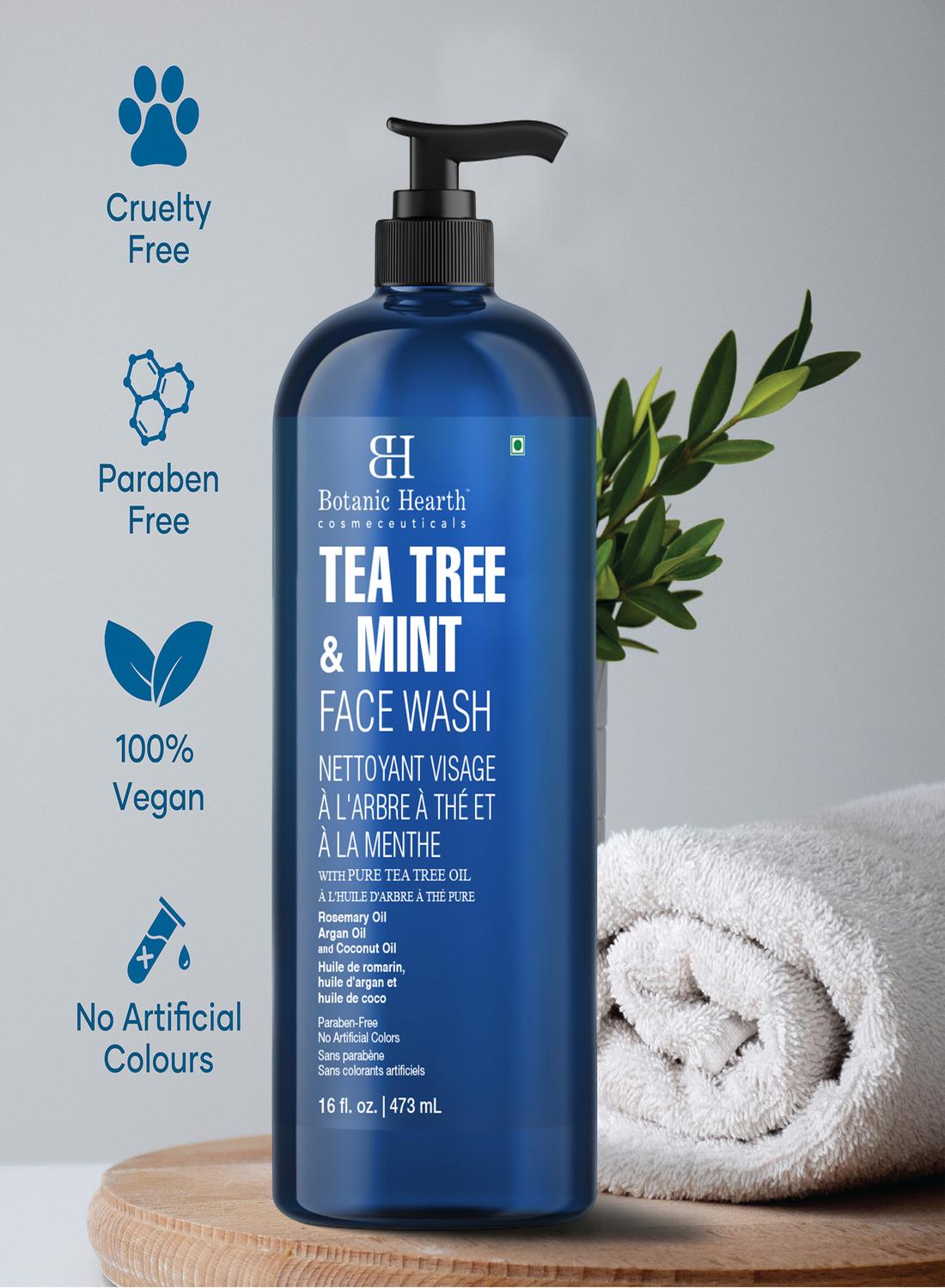 Tea Tree Face Wash with Mint - Hydrating Liquid Face Soap with Pure Tea Tree Oil - for Women and Men- 16 fl oz - image 4