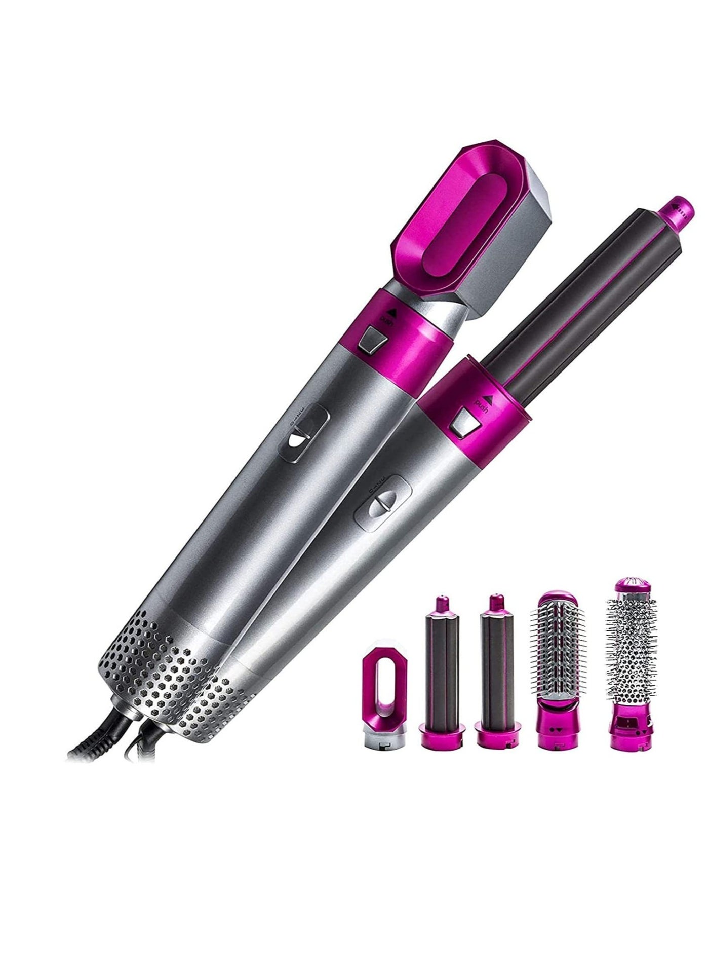 Hair Dryer Brush 5 in 1 Hair Styler Hot Air Brush Airwrap Styler Negative Ion Comb for Straigntening Curling Hair Styling Appliances with 5 Interchangeable Brushes