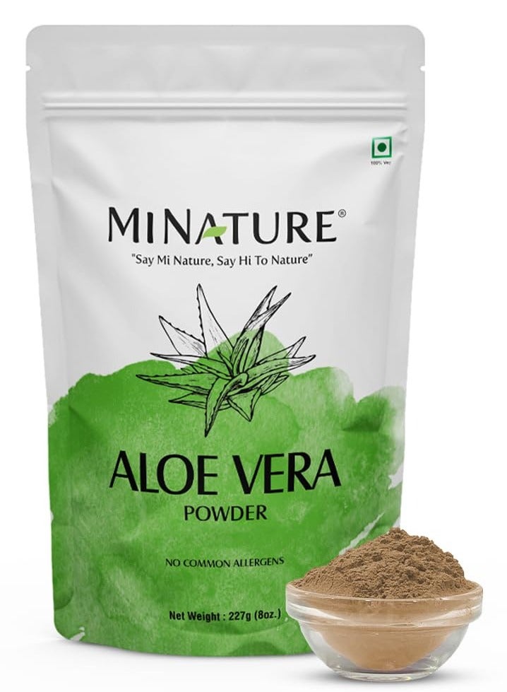 100% Organic Aloe Vera Powder USDA CERTIFIED by mi nature - 8 OZ / 227 g / 1/2 lb | Aloe Barbadensis | Vegan | Non GMO