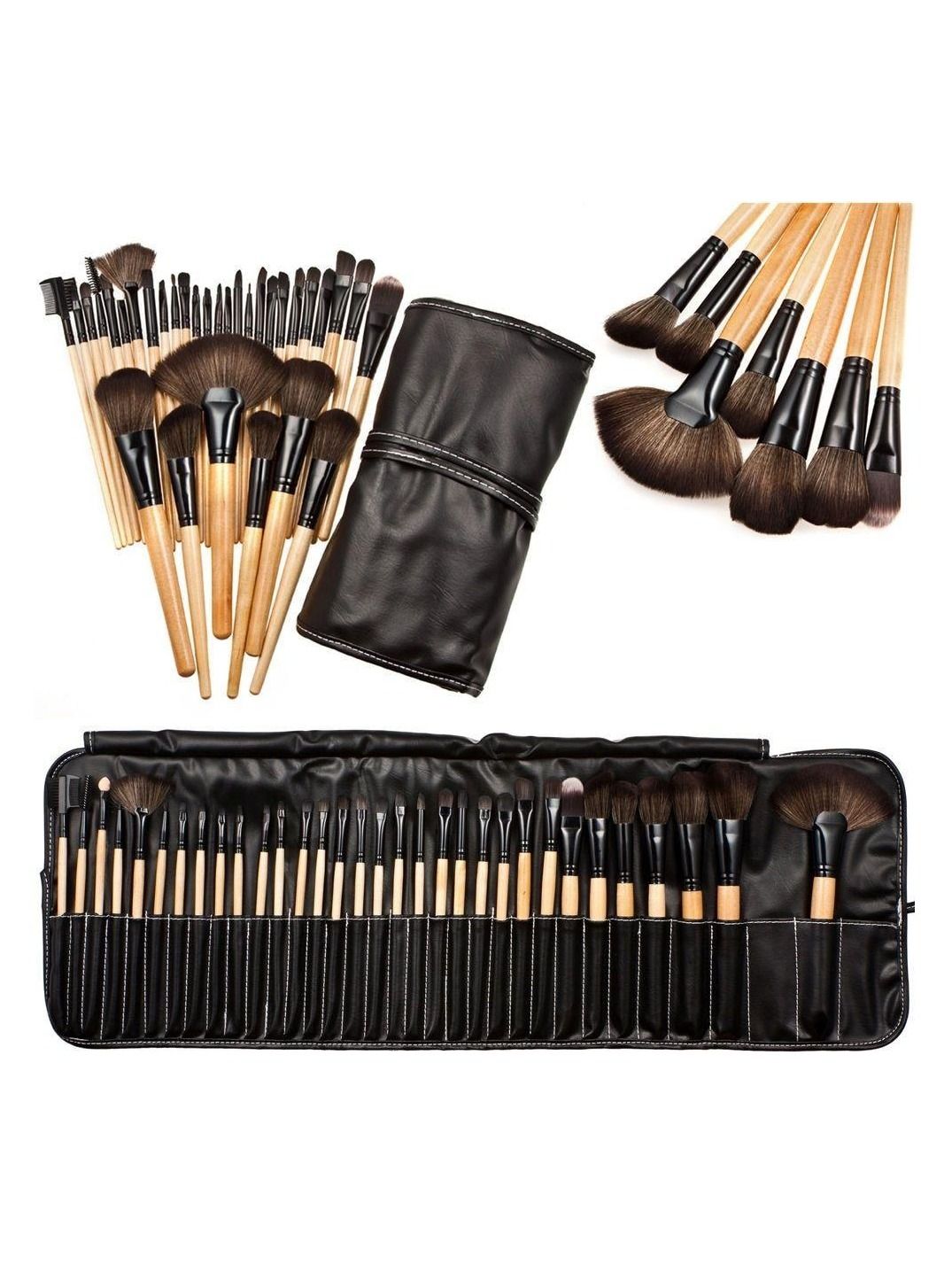 32-Piece Facial Makeup Brush Kit Beige