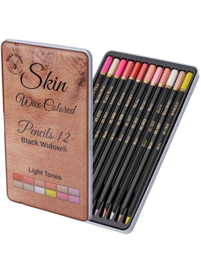 Skin Tone Colored Pencils for Adult Coloring Books – 12 Soft Core Color Pencils for Portraits and Skintone Artists – Complete Range with Lightfast Ratings