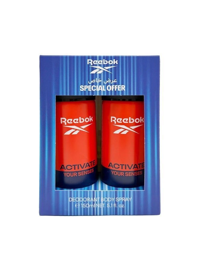 Reebok Activate Deodorant Body Spray For Him 150Ml x2