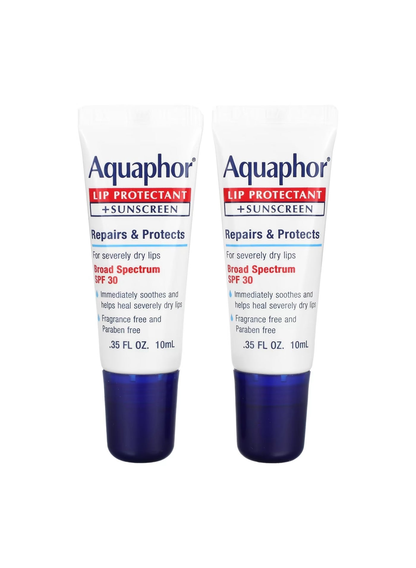 Aquaphor Lip Protectant + Sunscreen SPF 30 2 Tubes 0.35 fl oz 10 ml Each