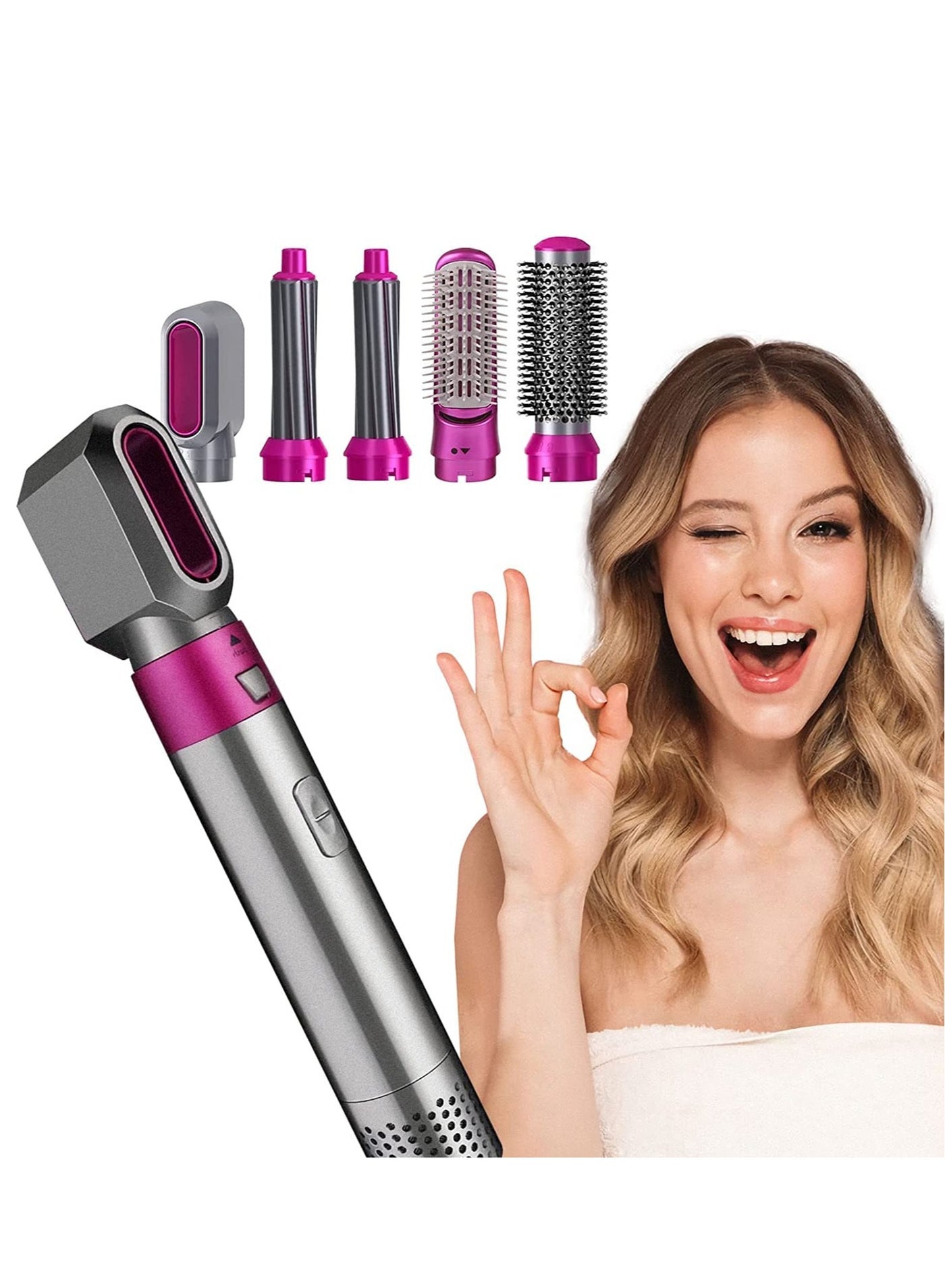 Styler 5 in 1 Hair Dryer Hot Air Brush Styler Negative ​Ion Hair Straightener Volumizer Hair Curler Hot Air Wrap Comb Brush