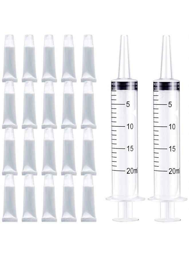 20Pcs Empty Refillable 10ml Mini Clear Lip Gloss Balm Cosmetic Containers With Syringe for DIY Lip Gloss