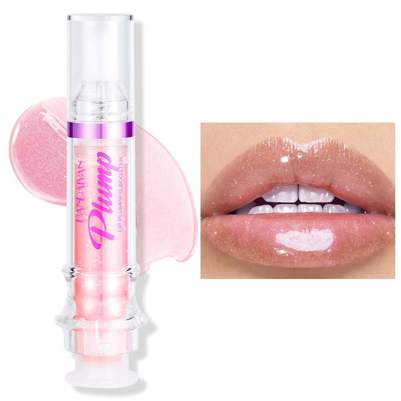 Erinde Lip Plumper Gloss, Natural Lip Plumping Booster Oil, Ultra-Hydrating & Nourishing Plump Lip Plumper, Glossy Finish Fuller Lip Plumping Gloss for Women Girls, 02#