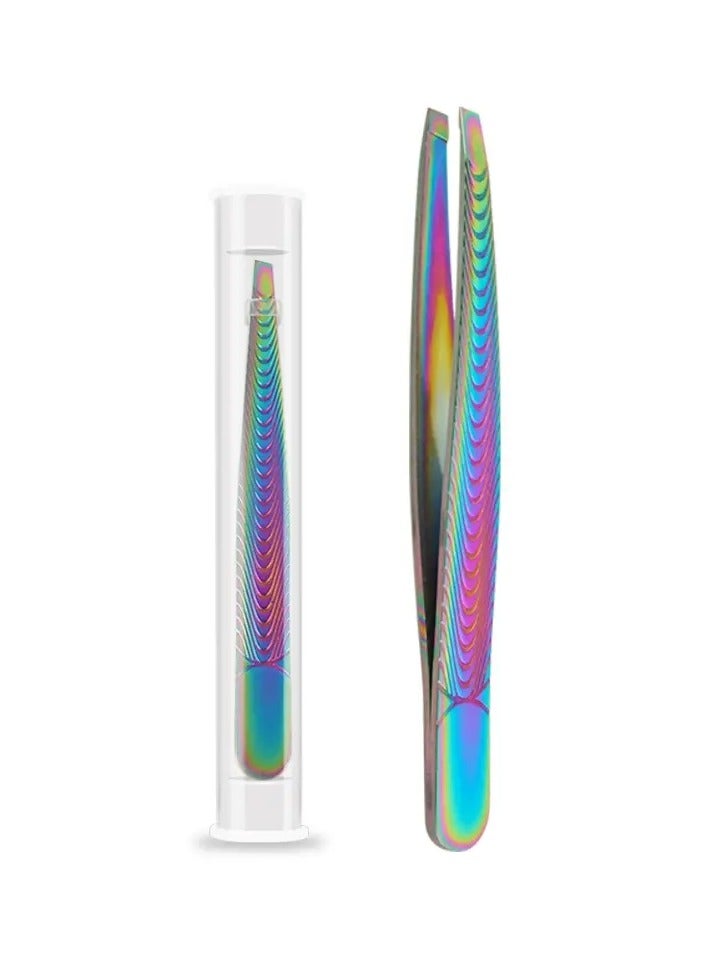 Multicolor Slanted Eyebrow Tweezer Eyebrow Clio Brow Trimming Accessories for Salon Colored Titanium