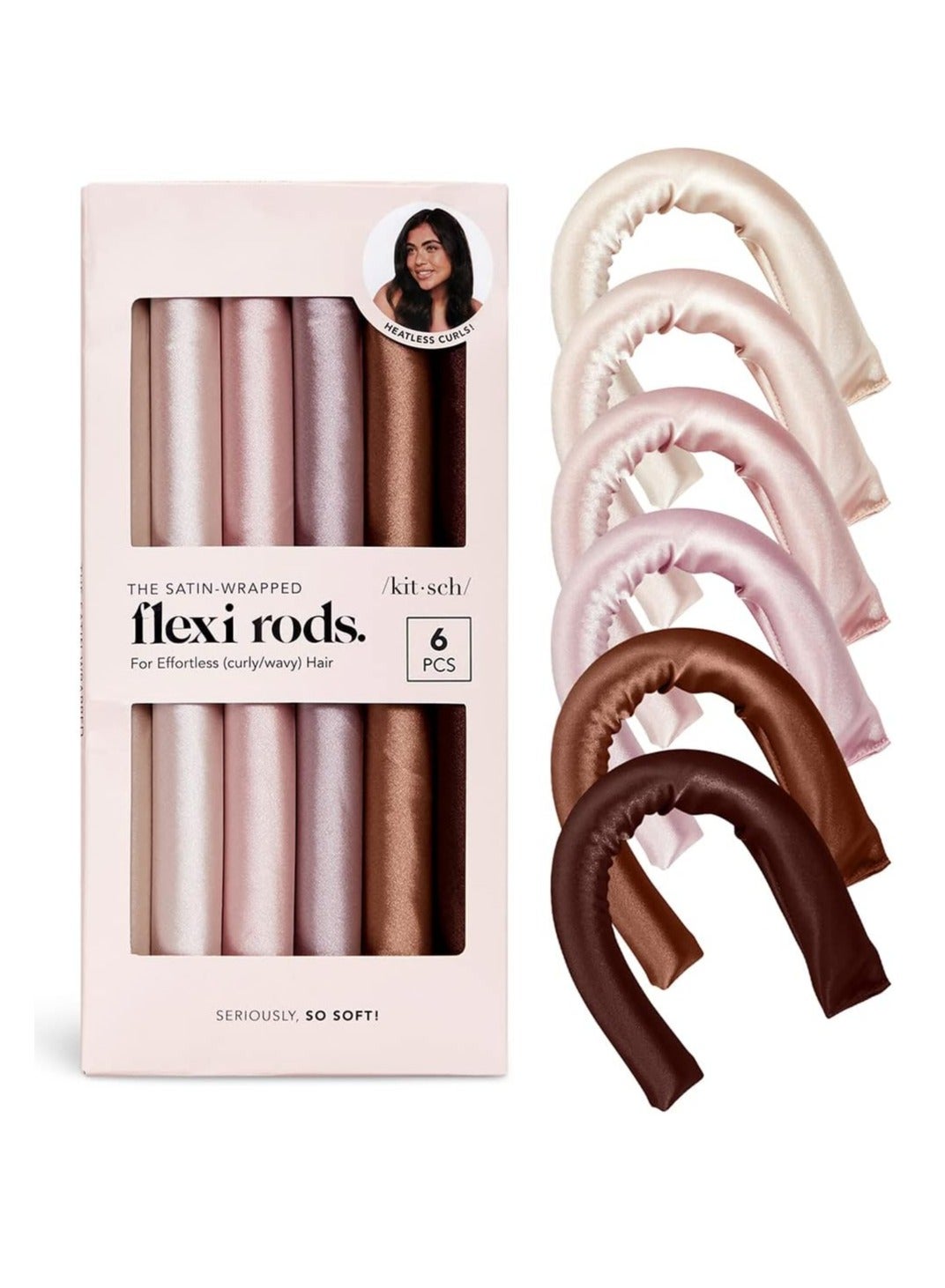 Satin Covered Heatless Hair Curlers for Long Hair