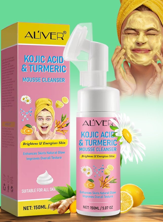 150ml Kojic Acid & Turmeric Cleansing Mousse Turmeric Kojic Acid Cleansing Foam Reduce Dark Spots Helps Balance Skin Oil & Water Fade Spot Remove Excess Keratin Clean oil Refines Pores