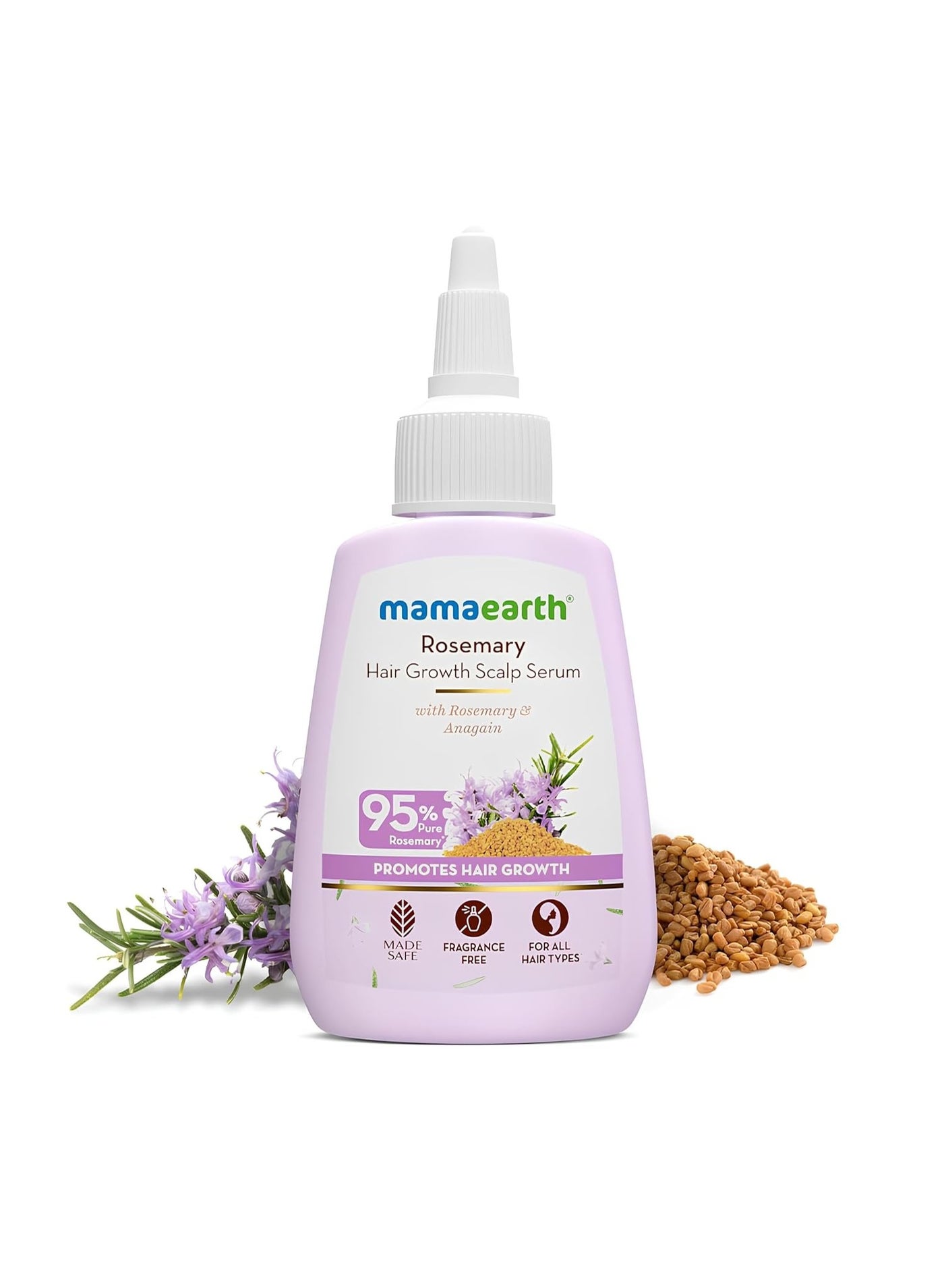 Mamaearth Rosemary Hair Scalp Serum 50ml with 95% Pure Rosemary, 4% Anagain, 1% Root BioTec, 1% Cressatine, Methi Dana, Caffeine, Niacinamide | Controls Hair Fall | Increase Hair Density