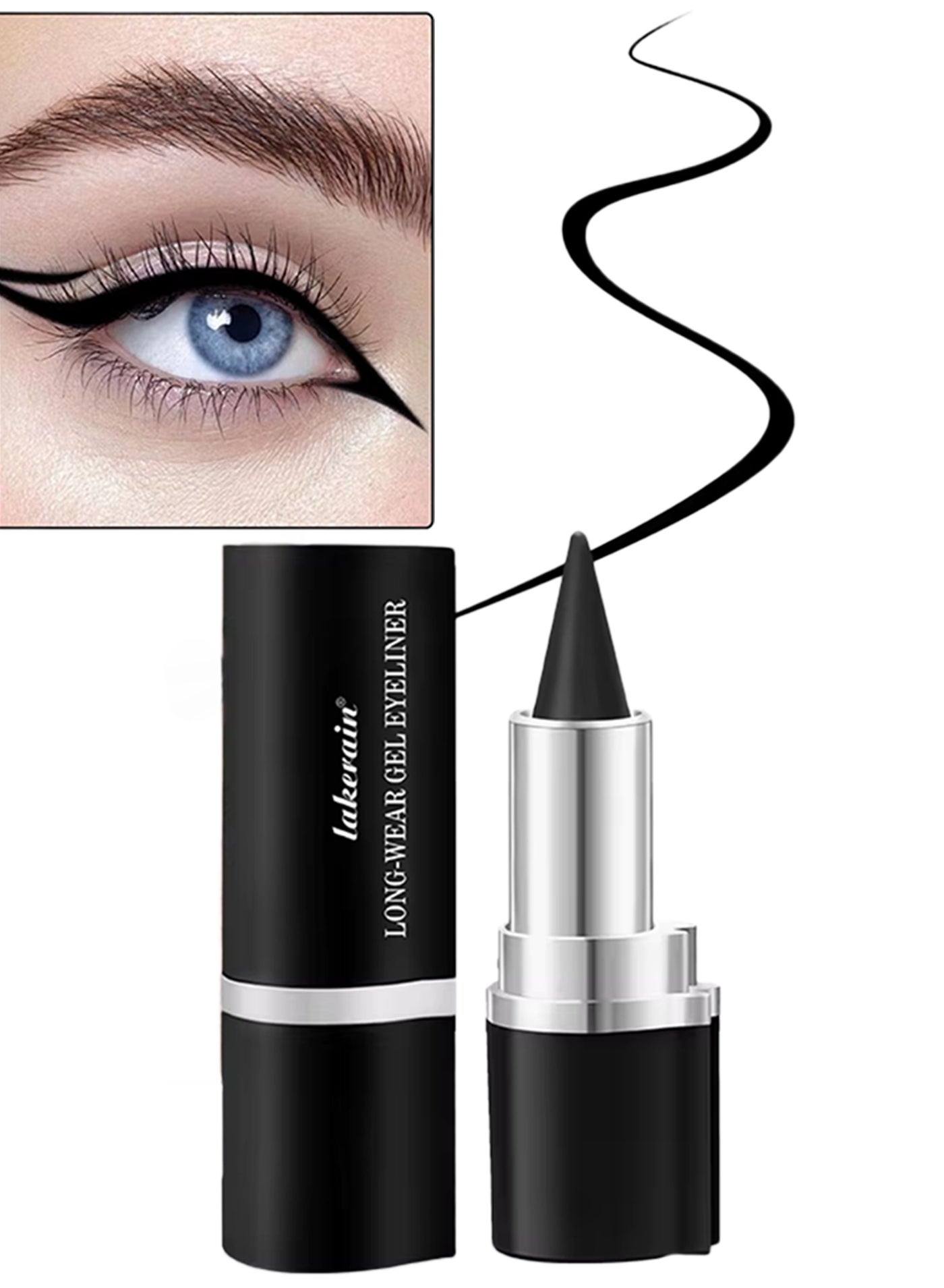 Long Wear Gel Eyeliner Creamy Gel Eyeliner Pen Smudge Proof Waterproof Sweat-proof Long Lasting Eyeliners Stick Multi Use Eye Makeup Lip Liner Eyeshadow Eyebrow Pencil Black 04