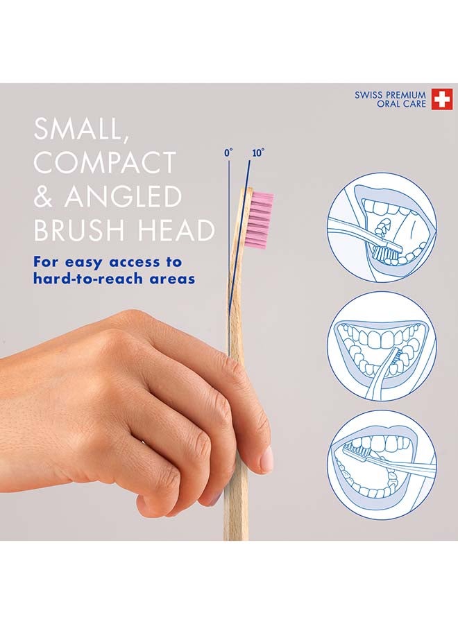 Cs Wood Ultra-Soft Toothbrush I 4440 Curen® Bristles For Healthier Teeth & Gums I Sustainable Beech Wood Handle I Gentle Cleaning For Adults, Single Pack - Assorted - image 4