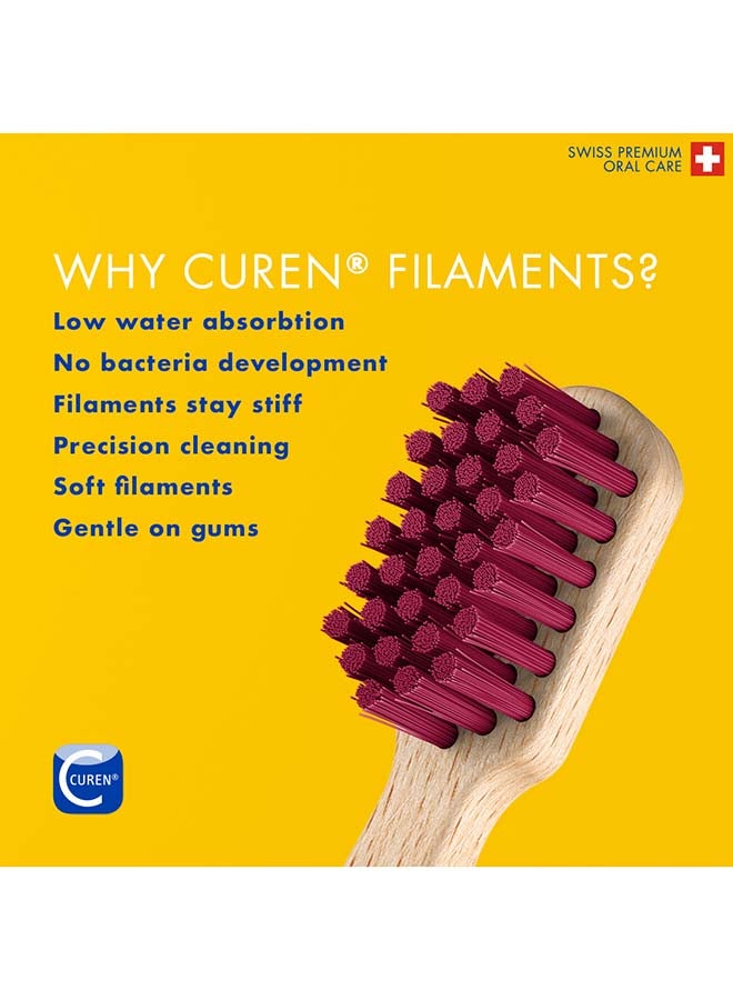 Cs Wood Ultra-Soft Toothbrush I 4440 Curen® Bristles For Healthier Teeth & Gums I Sustainable Beech Wood Handle I Gentle Cleaning For Adults, Single Pack - Assorted - image 6