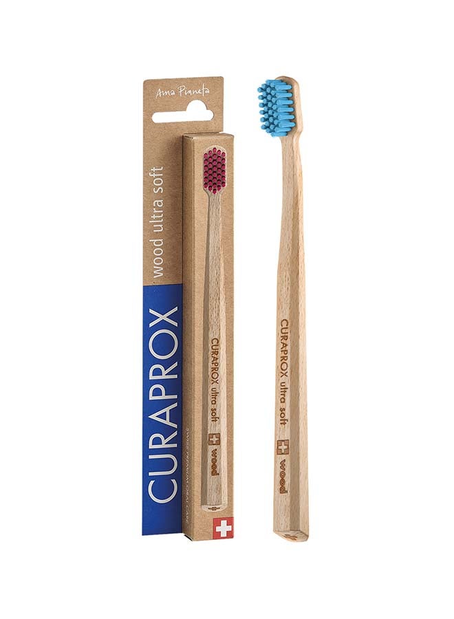 Cs Wood Ultra-Soft Toothbrush I 4440 Curen® Bristles For Healthier Teeth & Gums I Sustainable Beech Wood Handle I Gentle Cleaning For Adults, Single Pack - Assorted