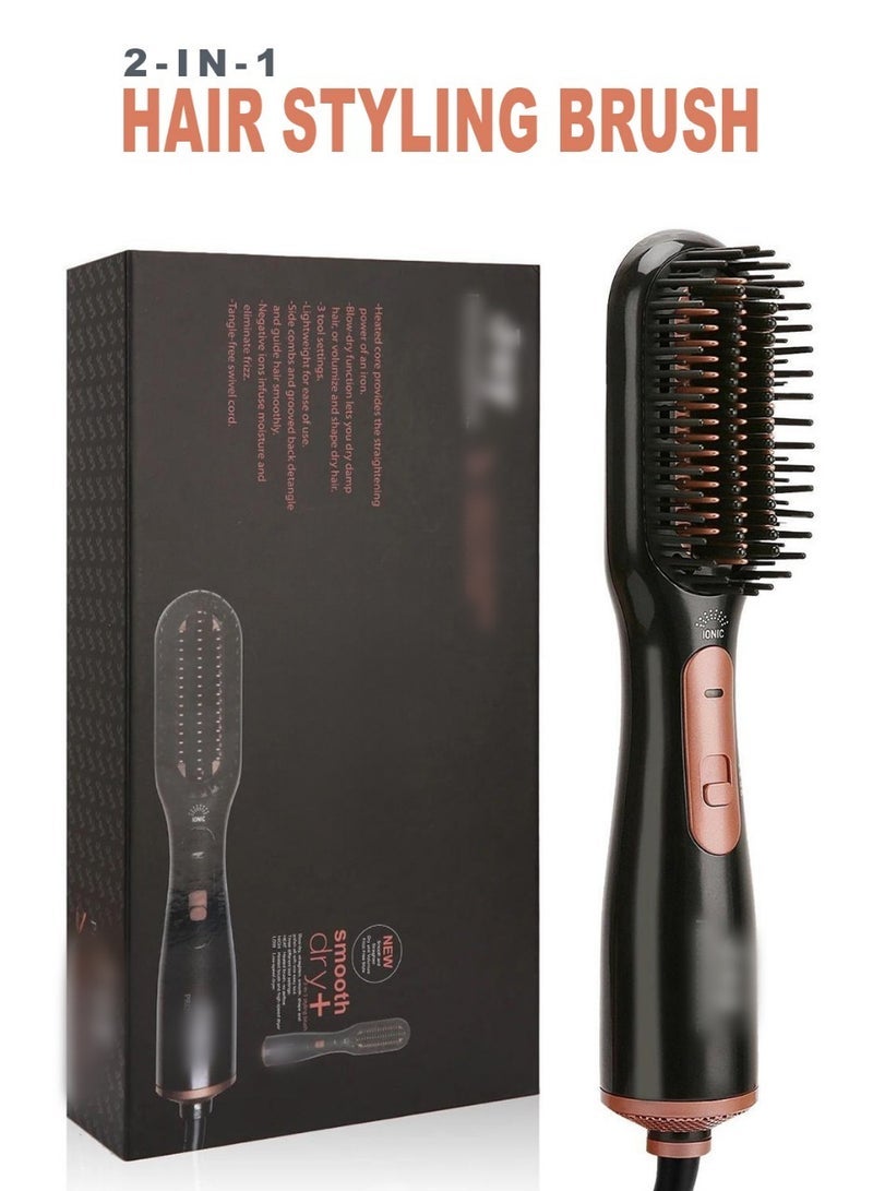 2-in-1 Hair Styling & Dryer Brush With Ionic Technology – Professional Hot Air Brush For Straightening, Smoothing, And Volumizing – Anti-Frizz Ceramic Blow Dryer Brush With Adjustable Heat Settings – Lightweight Hair Tool For Women And Travel Use