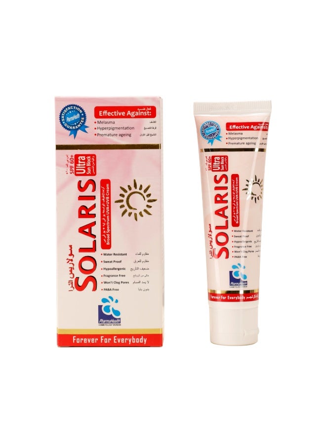 Solaris Ultra Face Sunscreen SPF 60 PA++++ | Advanced Daily Sun Protection Cream for Radiant & Even-Toned Skin, Lightweight & Non-Greasy Formula – 60ml