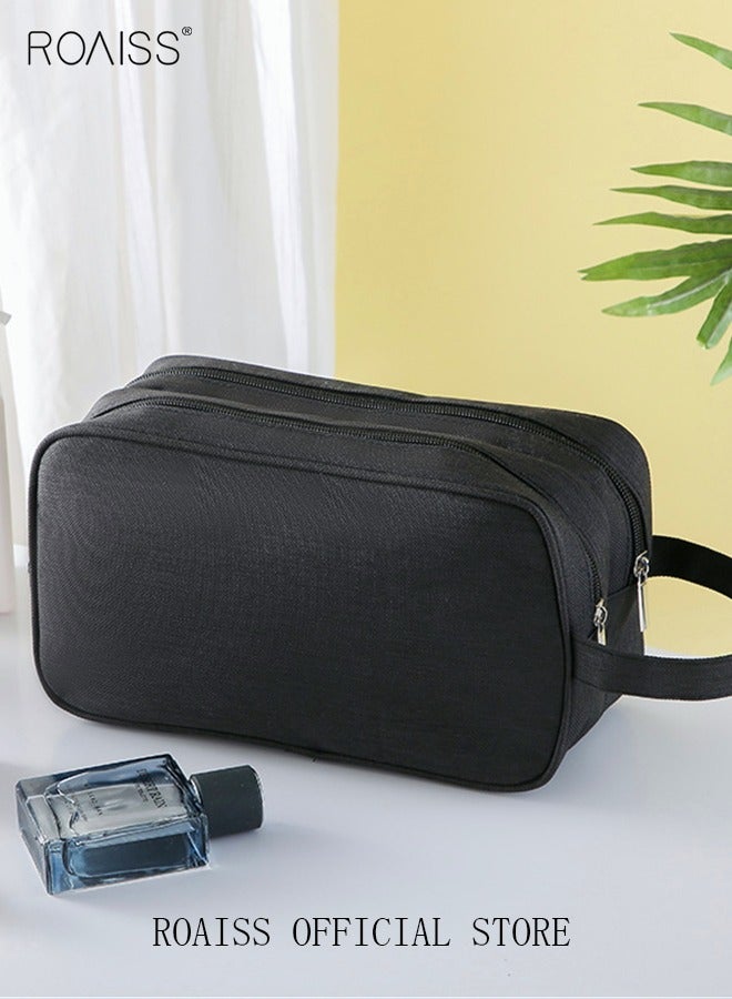 Men's Double Layer Toiletry Bag Side Handle Clutch Men 600D Nylon Toiletry Bag Bathroom Shaving Organizer for Men Toiletries Traveling Men's Personalized Toiletry Kit Travel Bag
