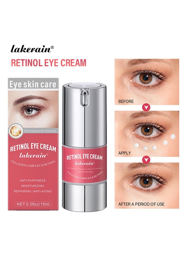 Retinol Eye Cream - for Dark Circles and Puffiness Anti Aging Eye Stick with Collagen Complex Under Eye Cream for Dark Circles Smooth Fine Lines and Hydrate Eye Repair Under Eye Cream 15ml