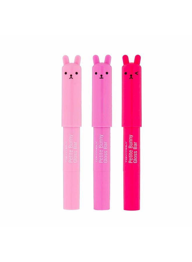 Petit Bunny Lip Gloss for Women, Easter Basket Stuffer, Long Lasting Lip Crayon, Korean Lip Gloss, Vitamin E Enriched, Soften & Moisturize Lips, 3 pk