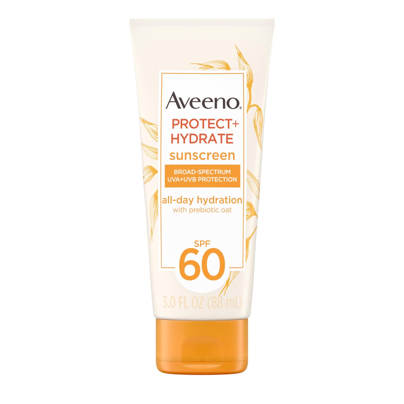 Aveeno Protect + Hydrate Moisturizing Body Sunscreen Lotion, SPF60 Broad Spectrum & Prebiotic Oat, Oil-, Oxybenzone- & Paraben-Free, Water & Sweat Resistant (80-min), Non-Greasy, Travel Size 3.0 Fl Oz