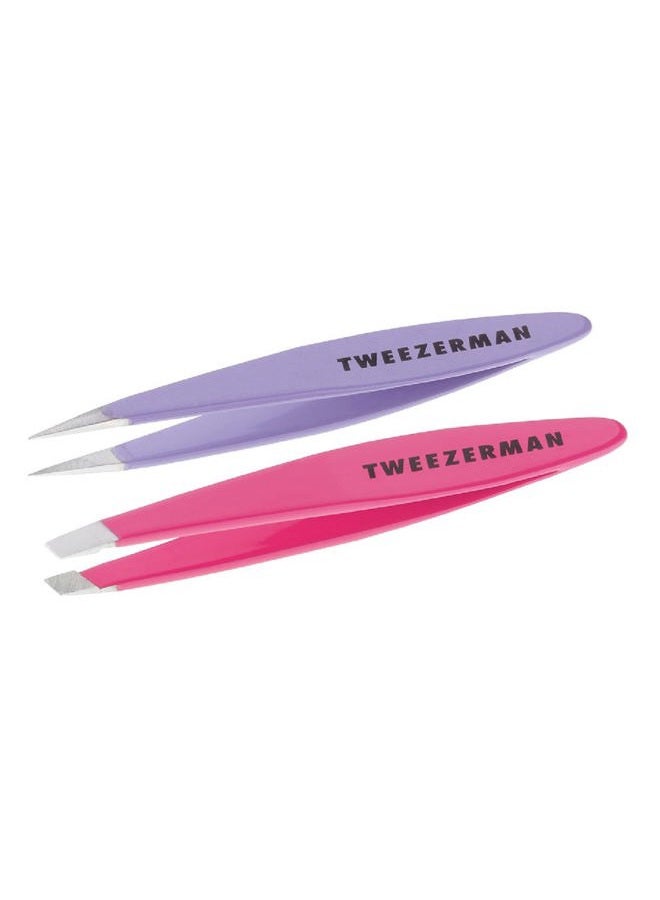 Mini Slant and Point Tip Tweezer - Tweezers Set for Eyebrows, Facial Hair, Ingrown Hairs