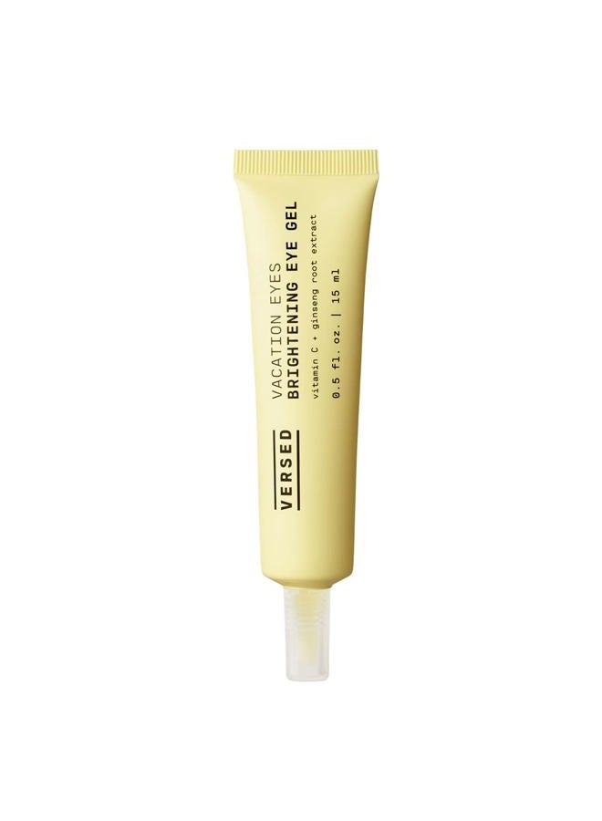 Vacation Eyes Brightening Eye Gel - Lightweight Cooling Gel For Puffy Eyes with Vitamin C, Ginseng Root Extract and Niacinamide - Help Reduce Under-Eye Darkness - Vegan (0.5 fl oz)