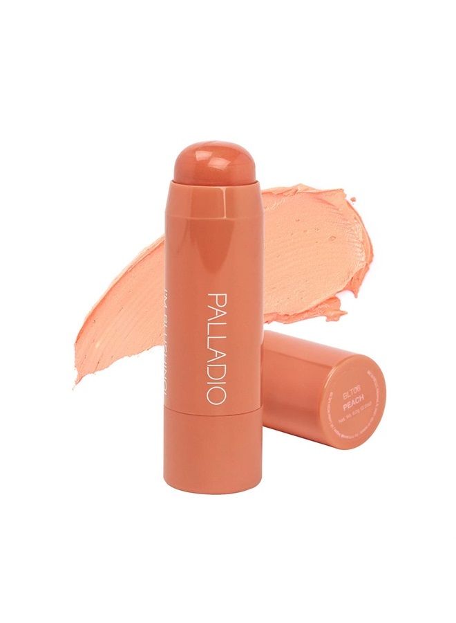 I'm Blushing 2-in-1 Cheek and Lip Tint, Buildable Lightweight Cream Blush, Sheer Multi Stick Hydrating formula, All day wear, Easy Application, Shimmery, Blends Perfectly onto Skin (PEACH)