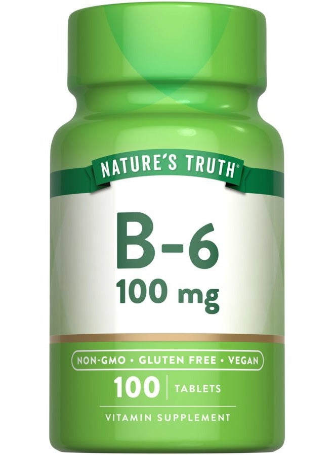 Vitamin B6 | 100mg | 100 Tablets | Pyridoxine Hydrochloride | Vegan, Non-GMO & Gluten Free Supplement