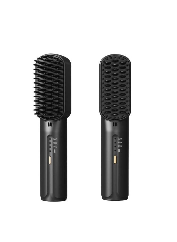 Cordless Hair Straightener Brush, Portable Mini Straightening Brush for Travel, Rechargeable Hair Brush for Travel, Fast Heating, Create Hairstyles Anytime