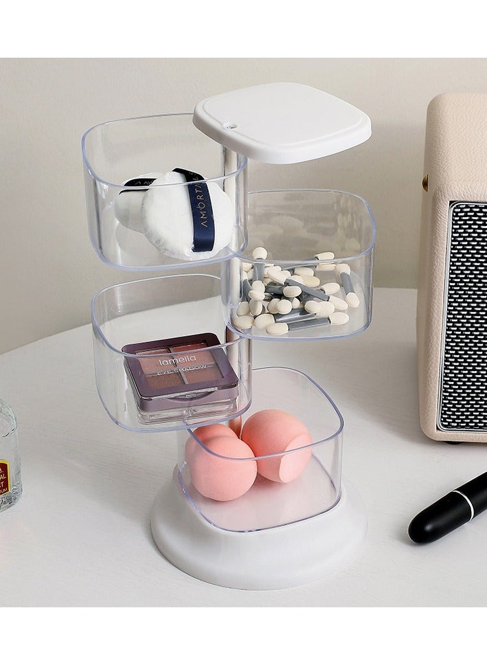 Makeup Sponge Containers with Lid Turnable Multi Tier Makeup Sponge Powder Puff Storage Organizer Holder Hair Accessories Dispenser Box For Vanity Countertop Cotton Pad Organization