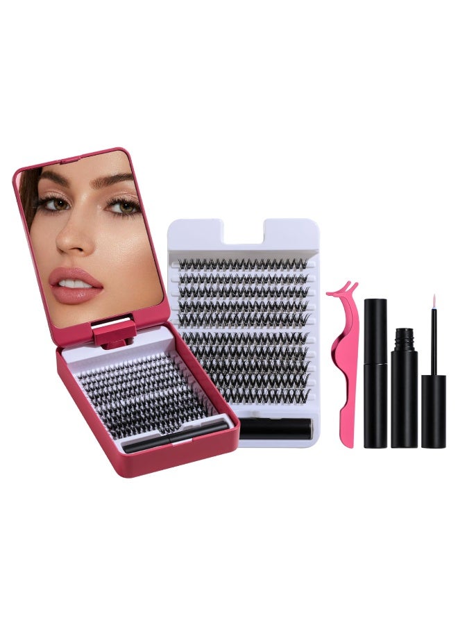 Eyelashes Kit,10 Pairs Eyelash Tweezers Lash Extension Kit Makeup Lashes Holder Mirror Case Set