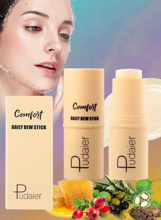 Daily Dew Moisturizing Stick Deep Hydrating Creamy Texture Non Sticky Moisturize Daily Cream Stick Multi Use Balm Stick Hydrating Primer Brightens and Glow Skin Makeup Stick Yellow
