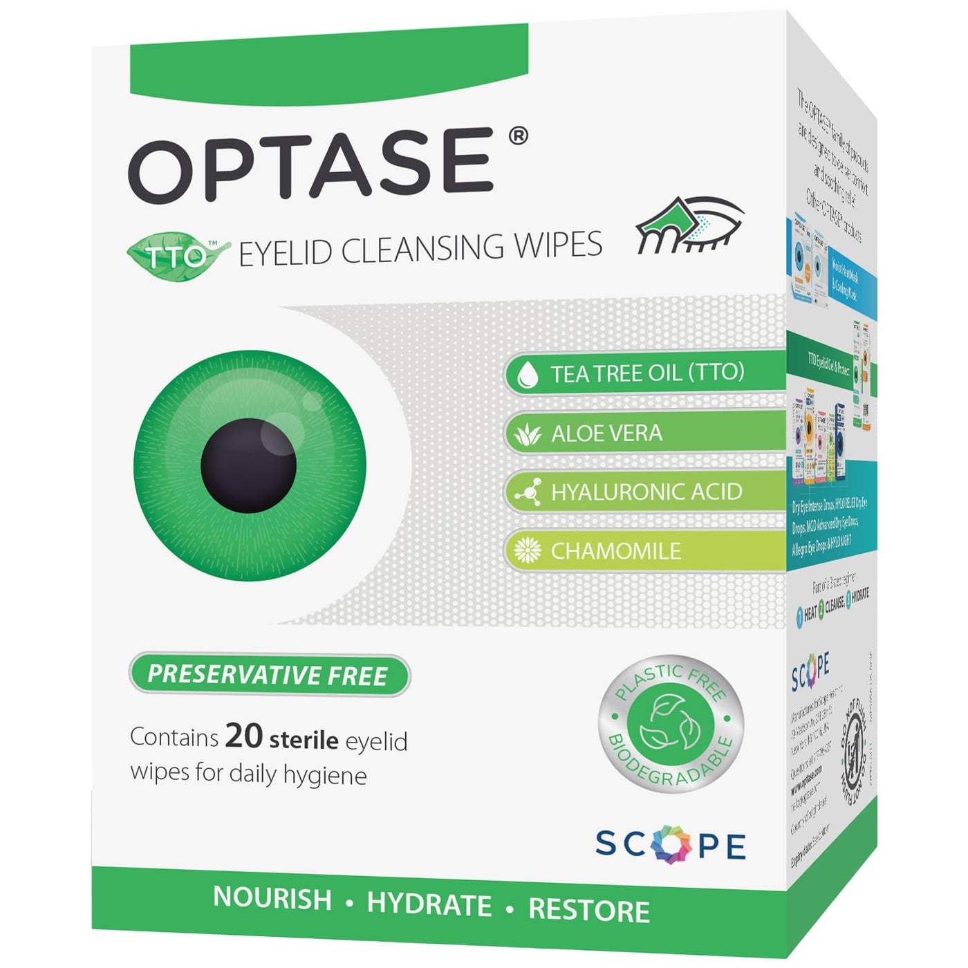 OPTASE TTO Eyelid Cleansing Wipes, 20 Wipes â€“ Individually Wrapped Tea Tree Oil Eyelid Wipes â€“ Preservative-Free Formula for Daily Use â€“ Eye Doctor Recommended Tea Tree Eyelid Cleanser