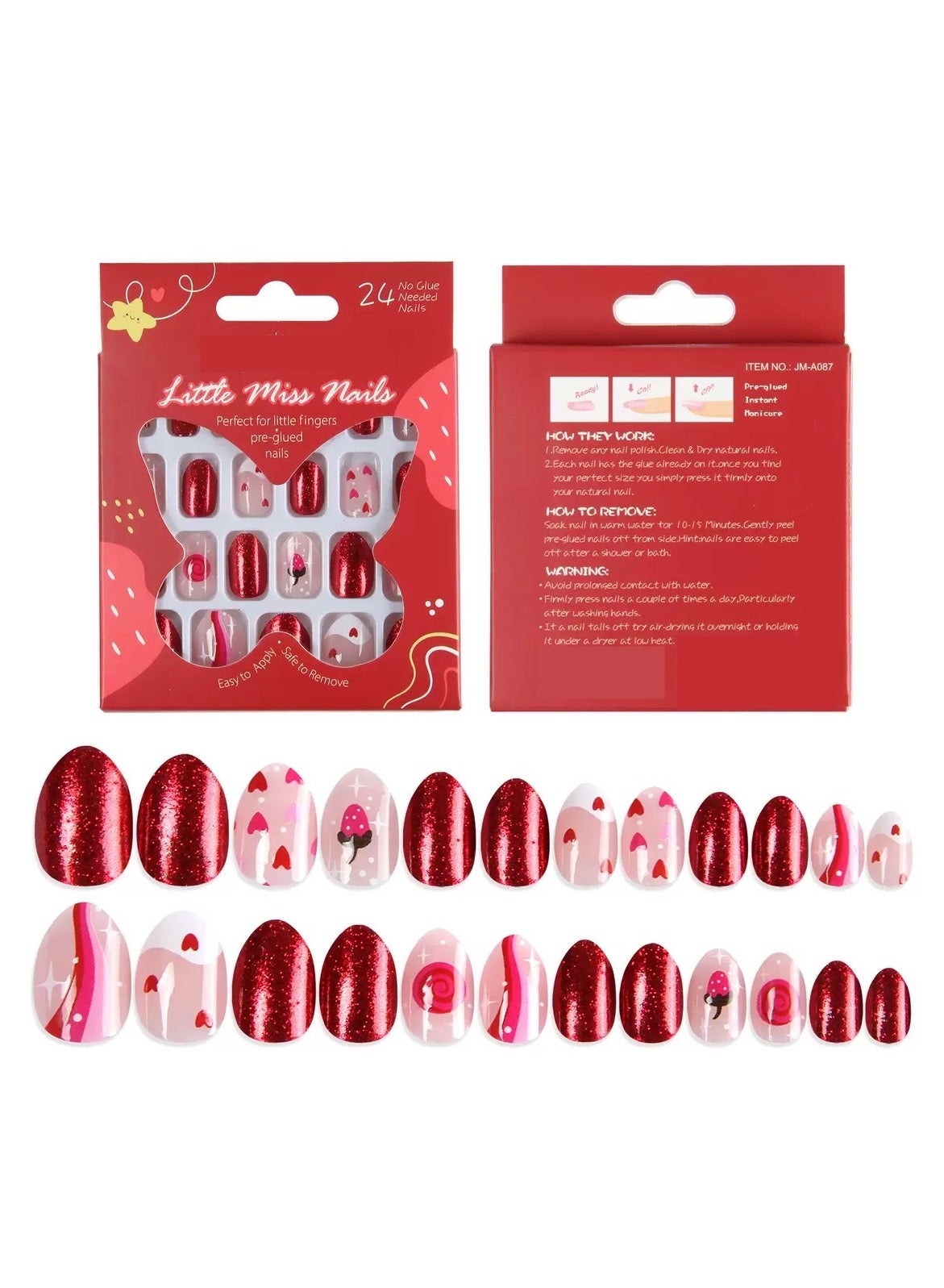 24Pcs Kids Press-On Nails – Glitter Rainbow Gradient shining Short False Nails with Pre-Glued Full Cover, Cute & Safe Nail Art Kit for Little Girls