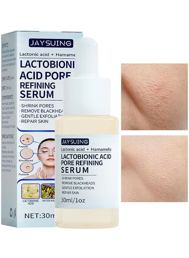 Lactobionic Acid Pore Refining Serum, Lactobionic Acid, Pores Tightening Serum, Reduce Fine Lines Facial Liquid Anti-Wrinkle, Skin Smoothing Serum, Pore Minimizer, For Men And Women Regardless Of Age