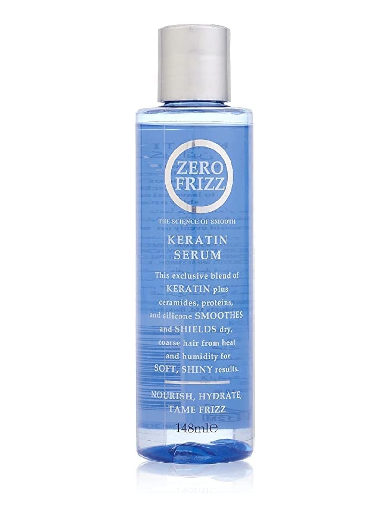 Zero Frizz Keratin Hair Serum 148ml | Frizz-Fighting Smoothing Serum for Silky, Tangle-Free Finish | Alcohol-Free & Moisture-Locking Formula for Dry, Unruly Hair