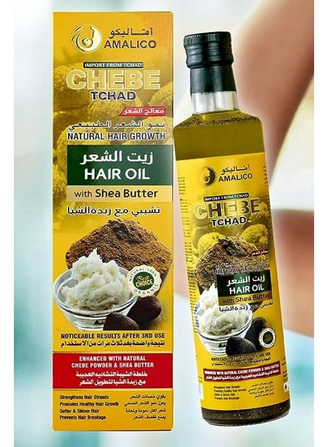 Chebe Oil for Hair Growth with SHEA BUTTER - Ready-to-Use Authentic African Chebe Powder for Hair Growth, Shea Butter, Palm Oil, Almond Oil, Olive Oil, Ostrich Oil 250 ML