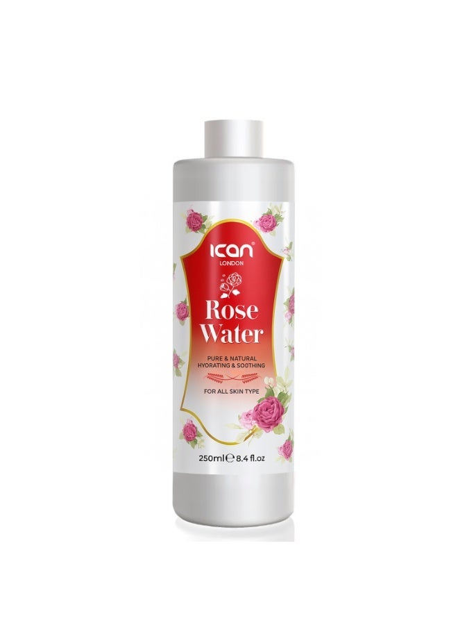 Ican London Rosewater 250ml – Pure, Gentle, Hydrating for All Skin Types
