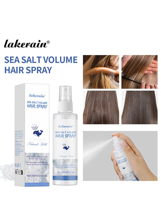 Sea Salt Volume Hair Spray - Sea Salt Spray for Hair Men and Women Beach Wave Spray Increase Hair Shine Subtle Hold and Natural Shine Hair Volumizing Spray Hair Styling for Texture and Thickness Saltwater Spray 100ml