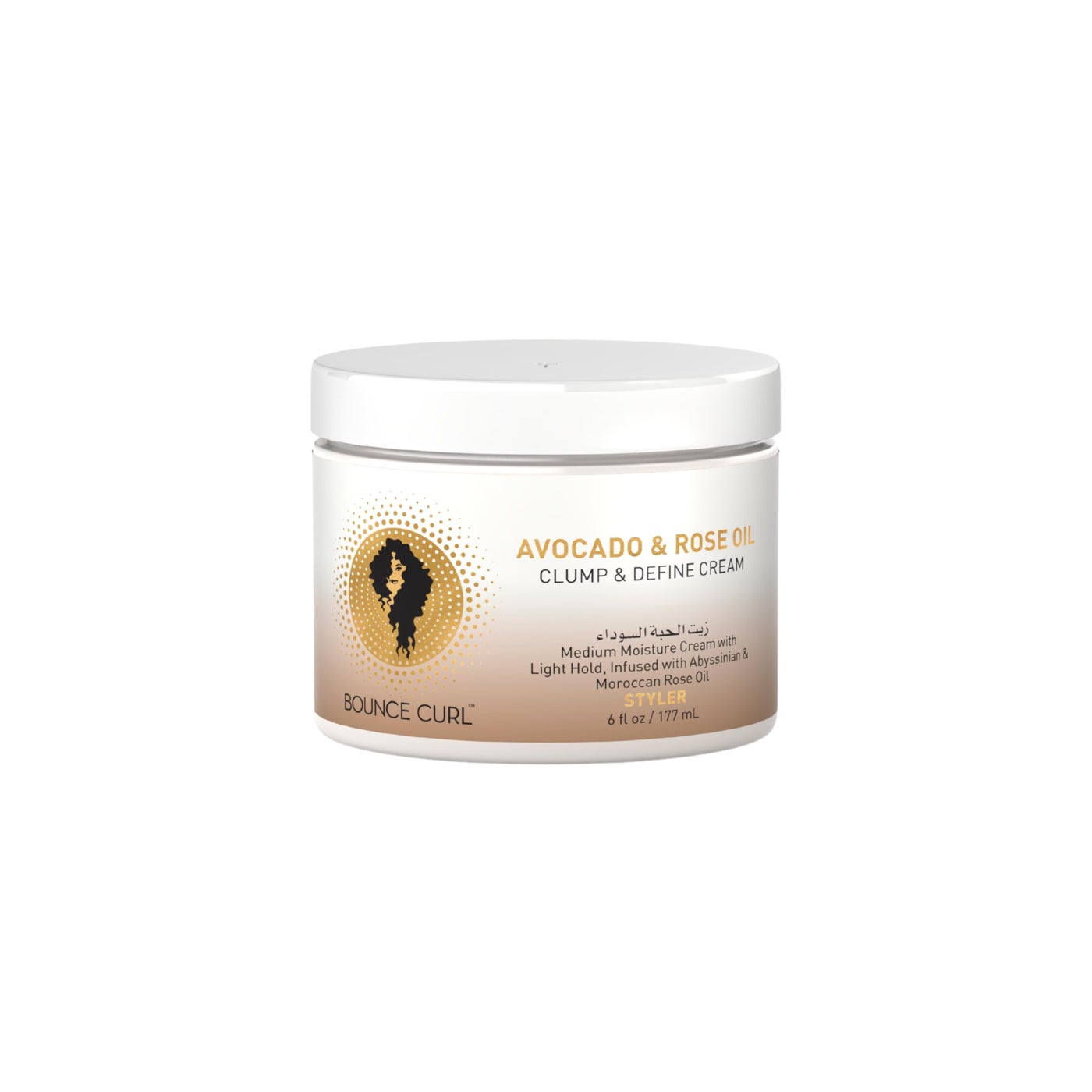 Bounce Curl Avocado & Rose Oil Clump and Define Cream, Enhance and Define Wavy, Curly, and Coily Hair, 6 oz
