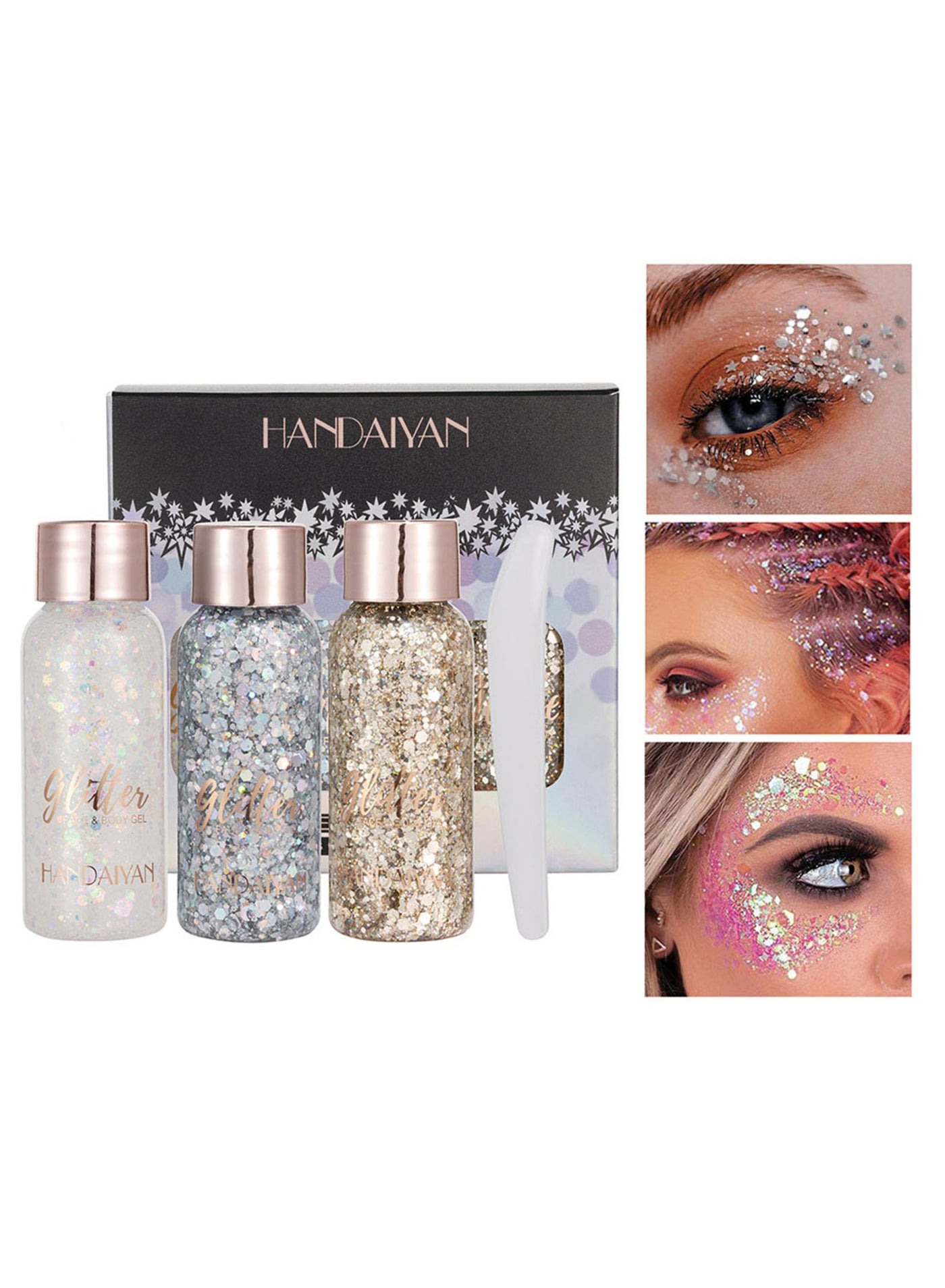 3 Piece Face & Body Gel Teras Glitter Body Gel A