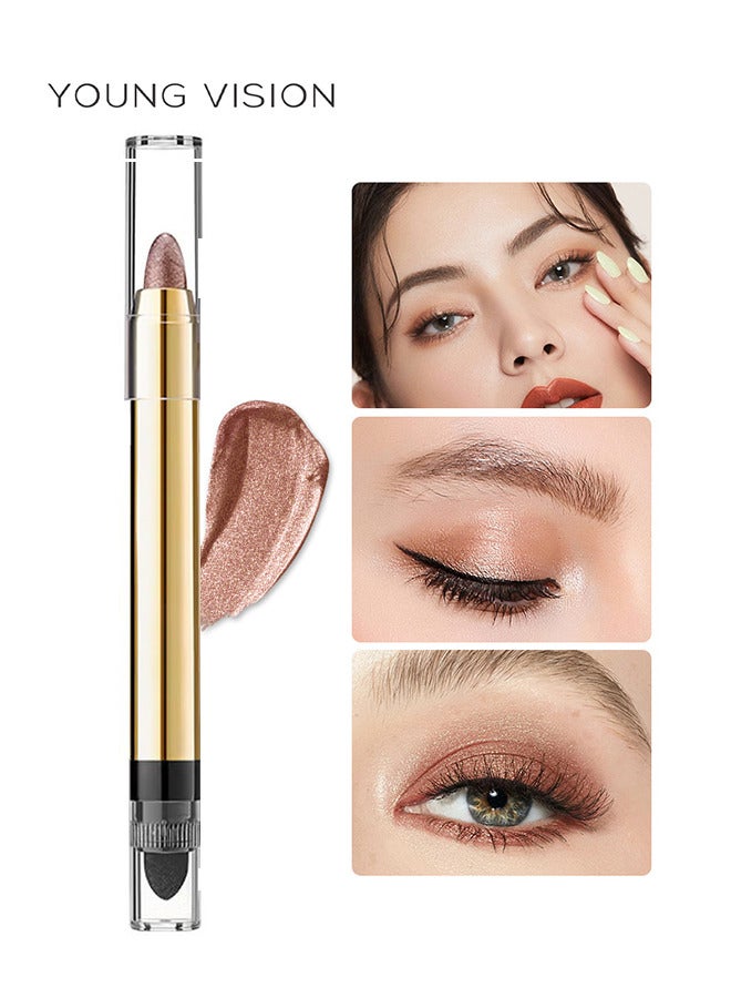 Eyeshadow Stick Double End Metallic Shimmer Highlighting Soft Pigmented Shiny Waterproof Longlasting Eye Shadow Pencil for Women