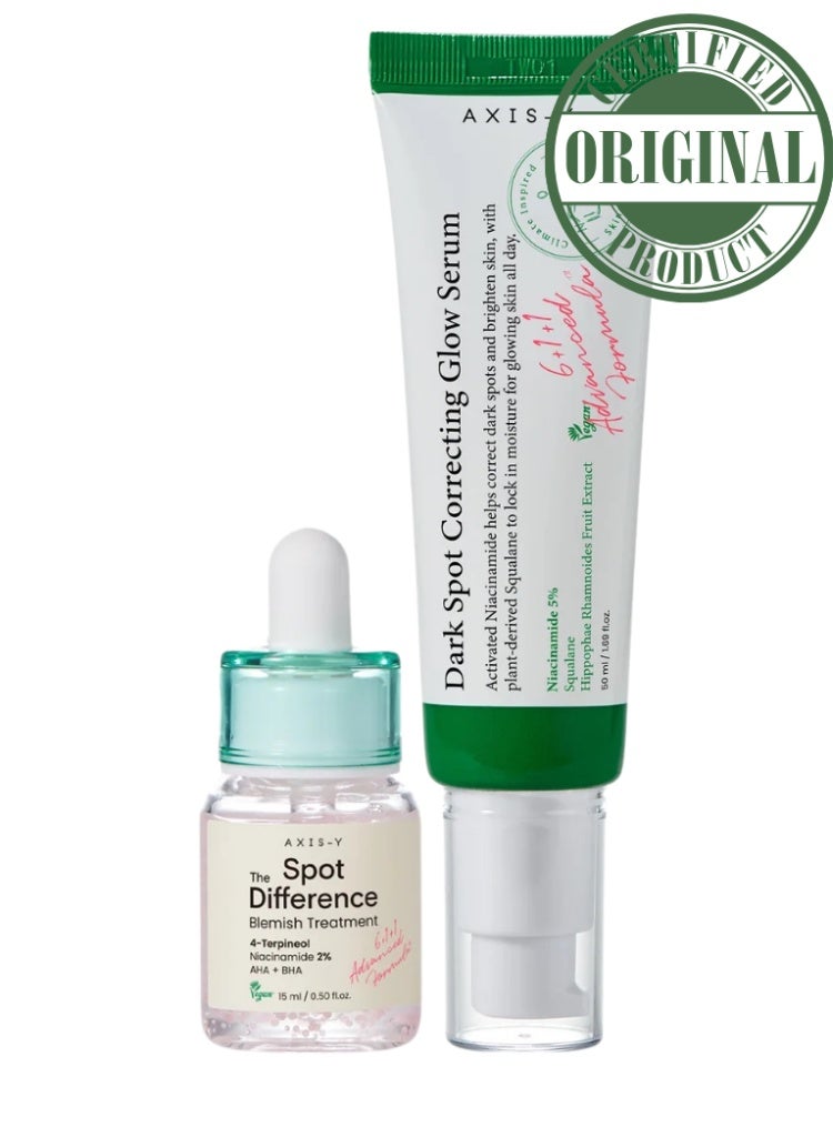 Acne Breakouts & Dark Spots Solution – AXIS-Y Blemish Treatment + Dark Spot Correcting Glow Serum Clarifying & Brightening Set