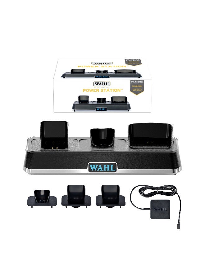 Wahl Professional Power Station | USB-C Cable | Interchangeable Inserts - 3 Clipper, 2 Trimmer, 1 Shaver